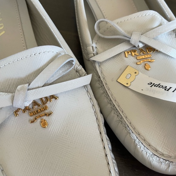 White Prada Loafers Drivers Size 38 - Picture 5 of 9